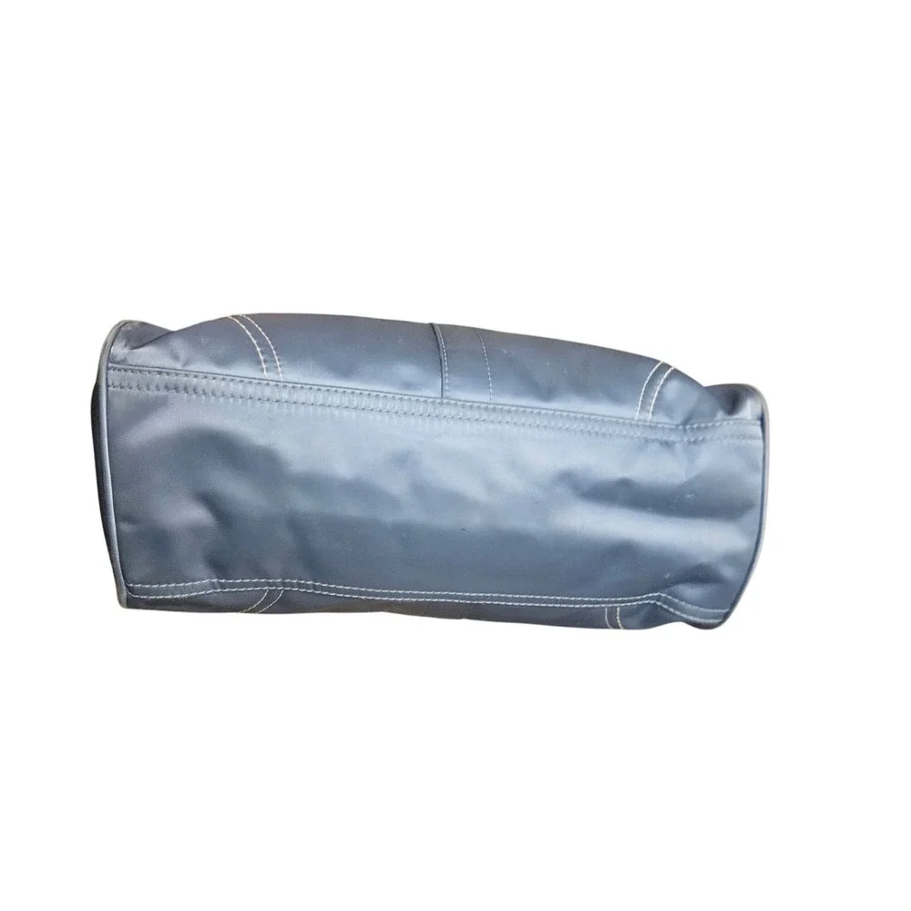 Coach Blue‎ Nylon Leather Trimmed Satchel Handbag Designer Purse - Picture 4 of 8